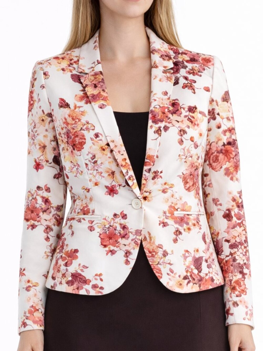 LC Lauren Conrad Floral Blazer Jacket Size 12 NWT White Pink Career